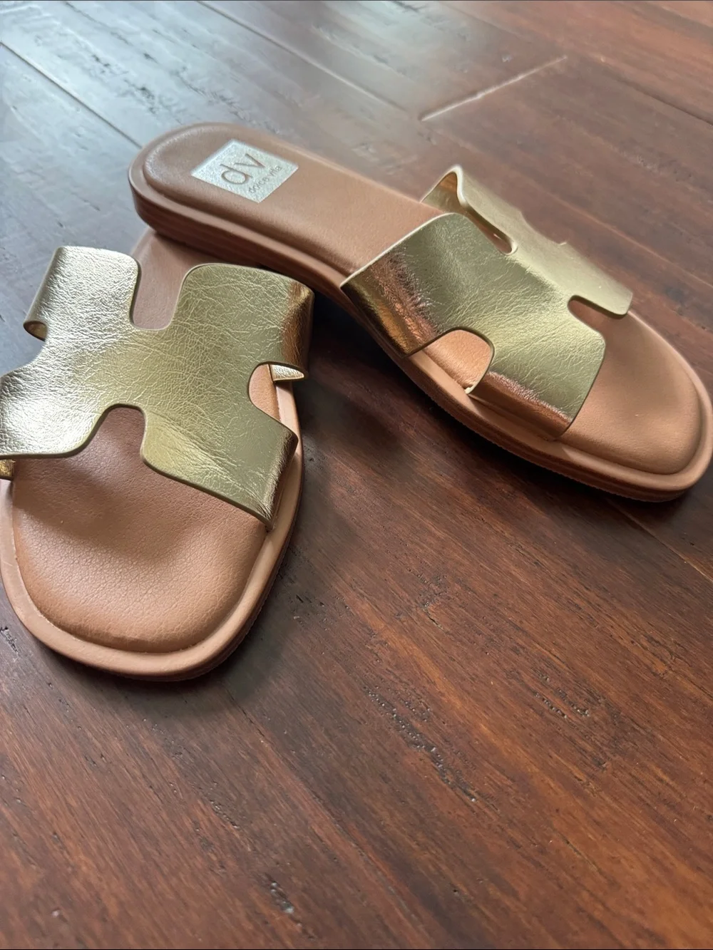 DV by Dolce Vita Metallic Gold Slide Sandals for Women